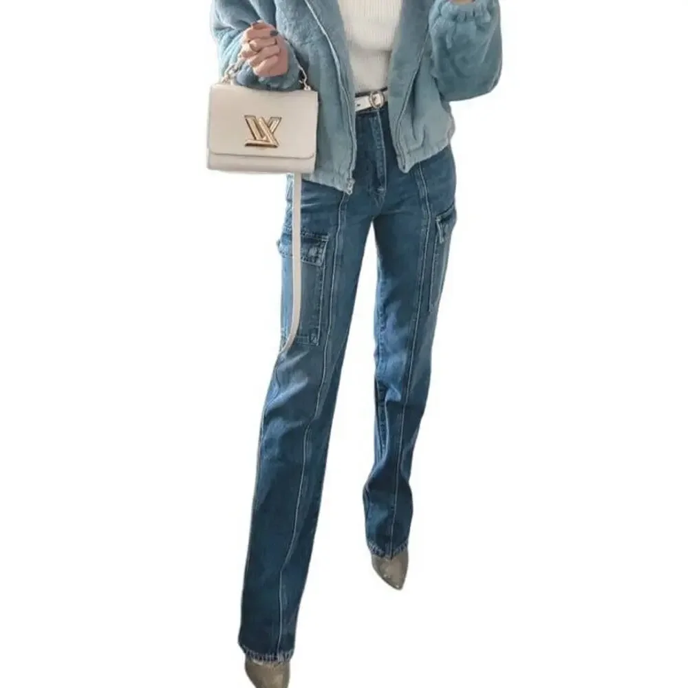 GRLFRND Straight Cargo Jeans SIZE 31 High Rise Slim Business Casual USA $245 NEW - Picture 9 of 12